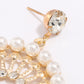 Round Circle Embellished with Crystals and Pearls Fancy Dangle Earrings