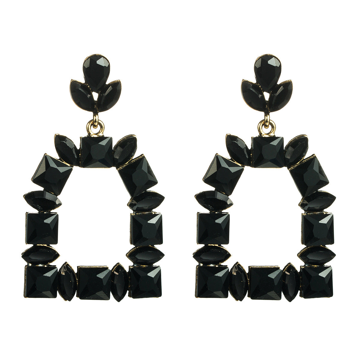 Elegant Squoval Shaped Geometric Crystals Earrings