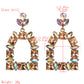 Elegant Squoval Shaped Geometric Crystals Earrings