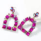 Elegant Squoval Shaped Geometric Crystals Earrings