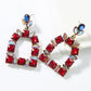 Elegant Squoval Shaped Geometric Crystals Earrings
