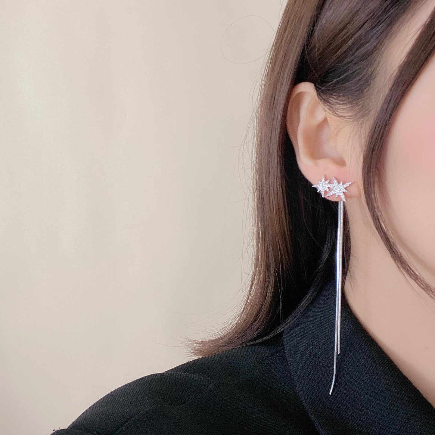 Eight-Pointed Star Dangle Earrings