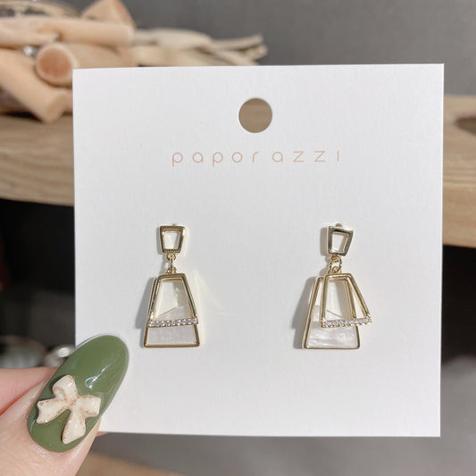 Double Trapezoid Iridescent Stone Earrings