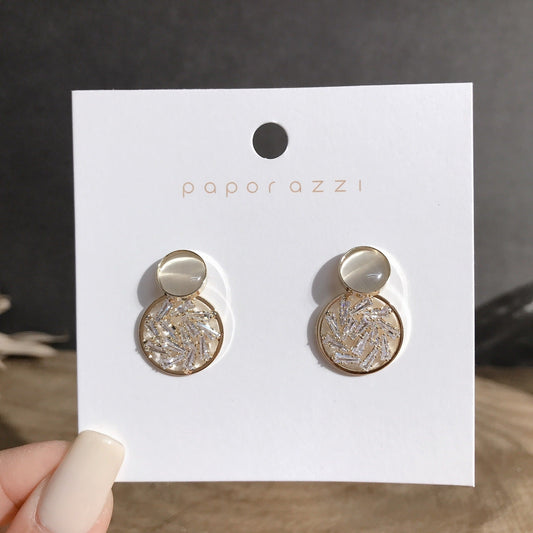 Classic Gold Circle with Cat Eye Stone Earring