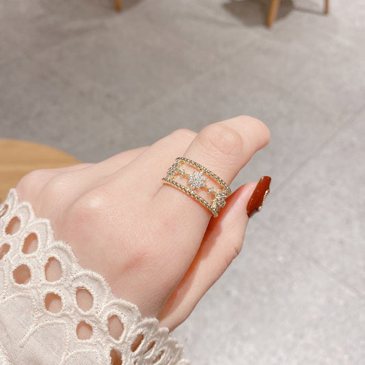 Eight-Pointed Star Open Ring
