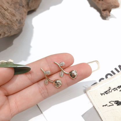 Gold Rose Earring Stud