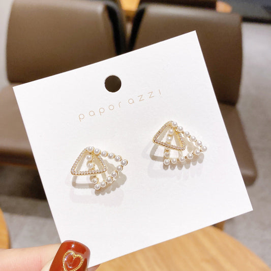 Double Triangle Gold Earrings