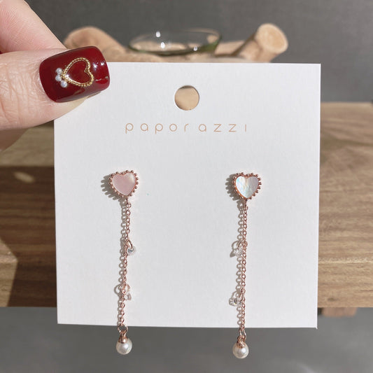 Rose Gold Heart Dangle Earrings