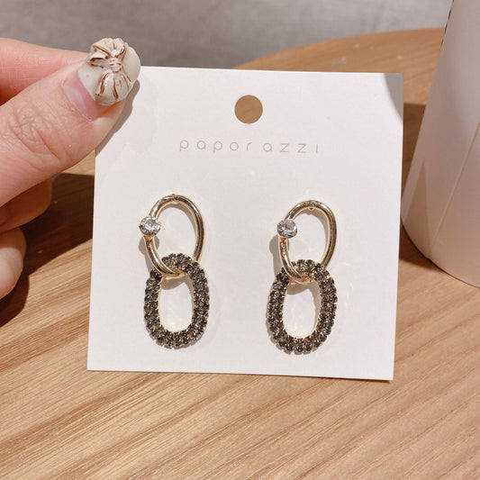 Geometric Oval Gold Earrings