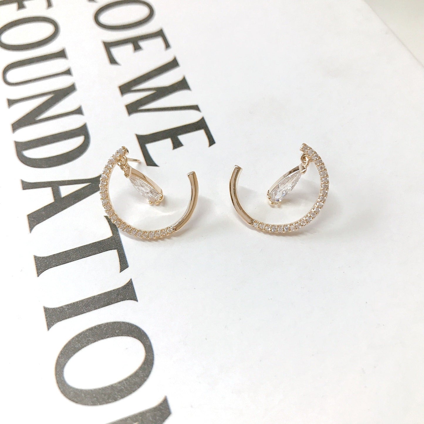 Round Tear Drop Diamond Earrings