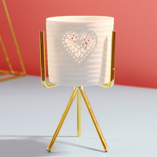 Romantic Ceramic Candle Holder with Gold Stand