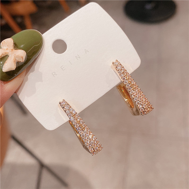 Retro Squared Crystal Embellished Loop Earring