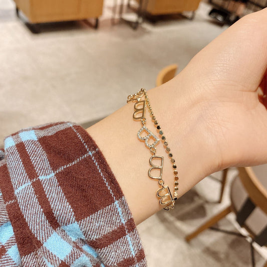Double Layered Gold B Bracelet