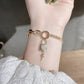 Asymmetrical Thick Gold Chain Lock Charm Bracelet