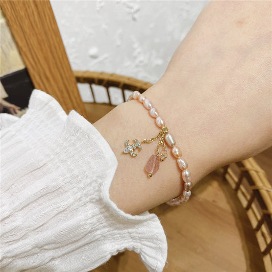 Rose Gold Pearls with Charms Bracelet