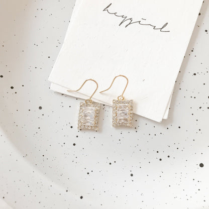 Classy Rectangular Crystal Earrings