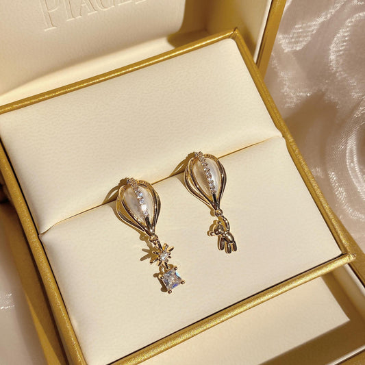 Hot Air Balloon Gold Charm Earrings