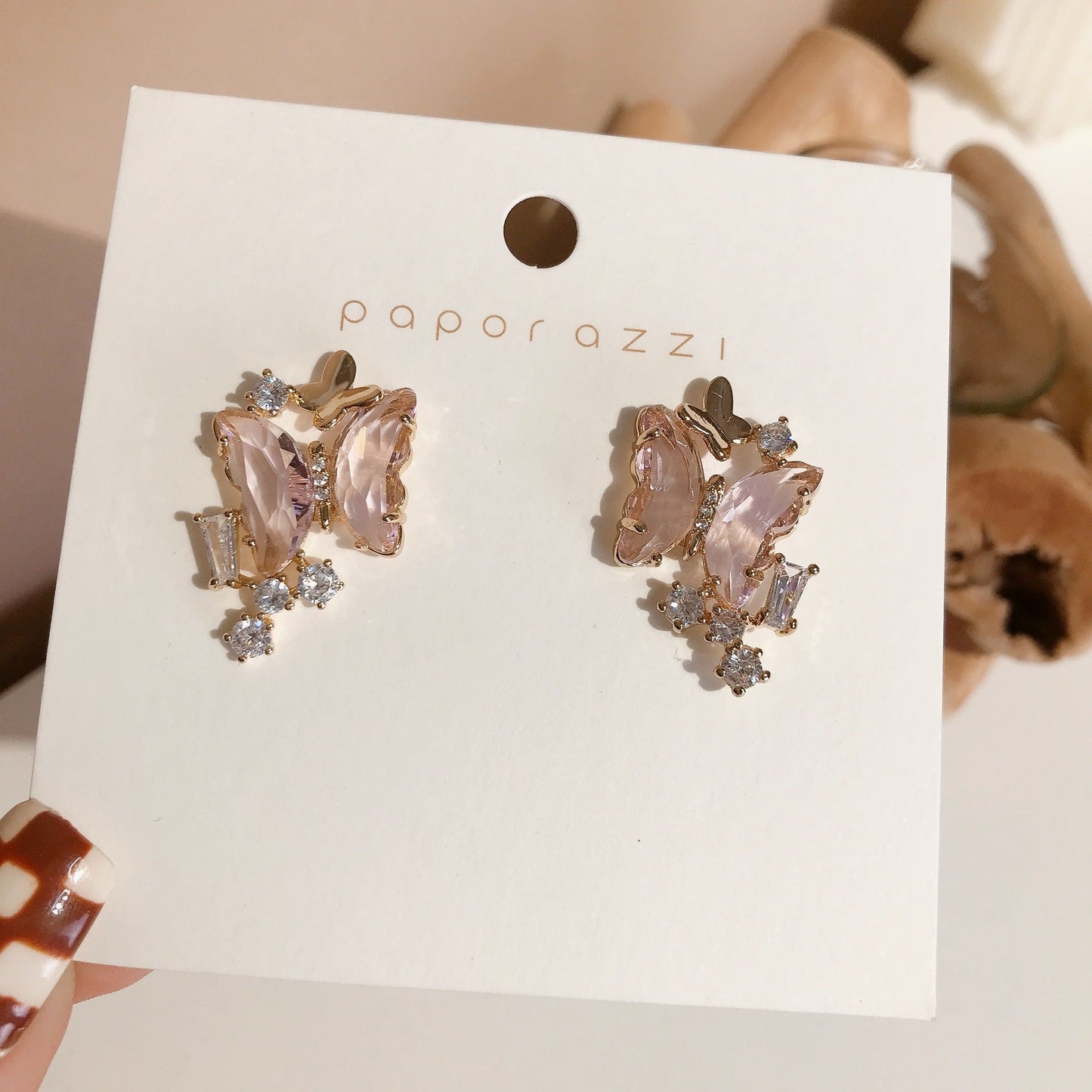 Blush Pink Butterfly Earring Studs