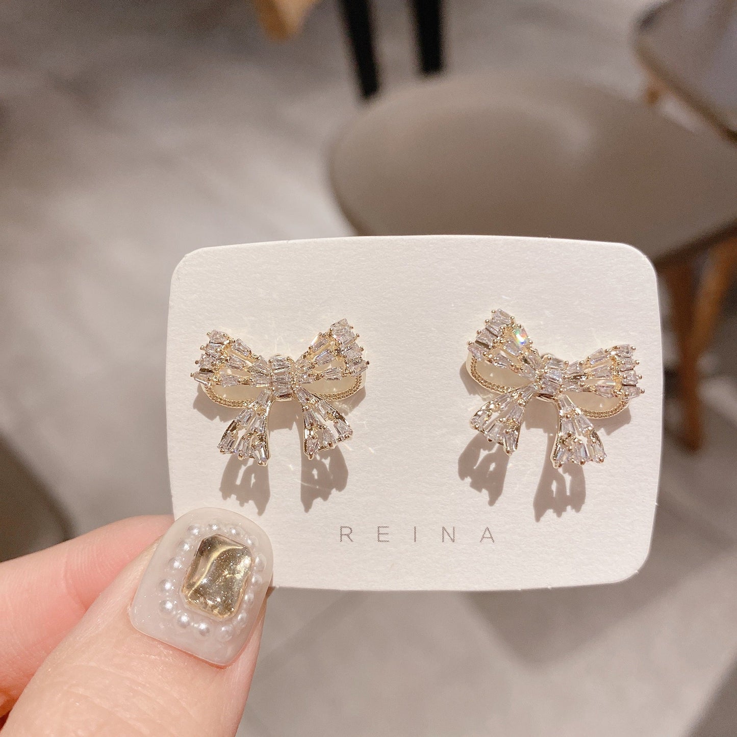 Crystal Bow Ear Studs