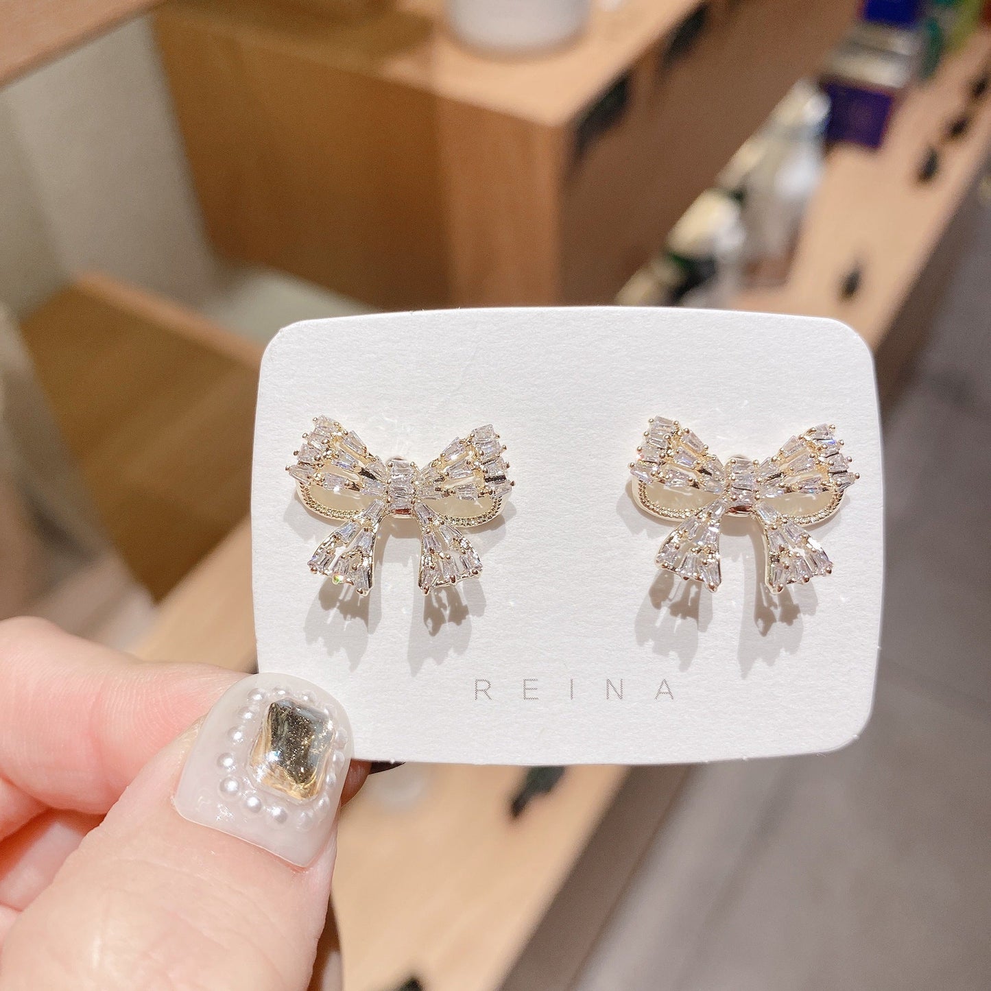 Crystal Bow Ear Studs