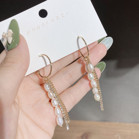 Pearl Chain & Crystal Dangle Earring