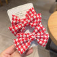 Houndstooth Patterned Ribbon Hair Clip