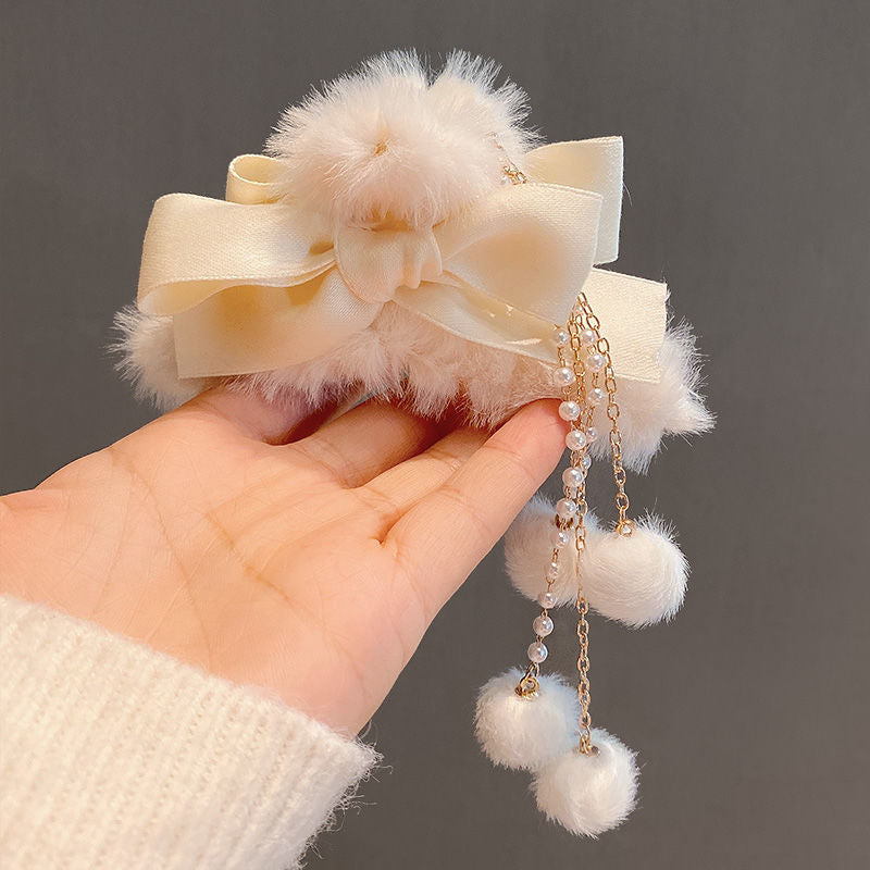 Fluffy Hair Claw Variety with Dangling Tassels