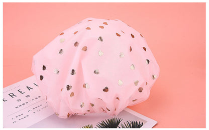 Metallic Heart Shower Cap