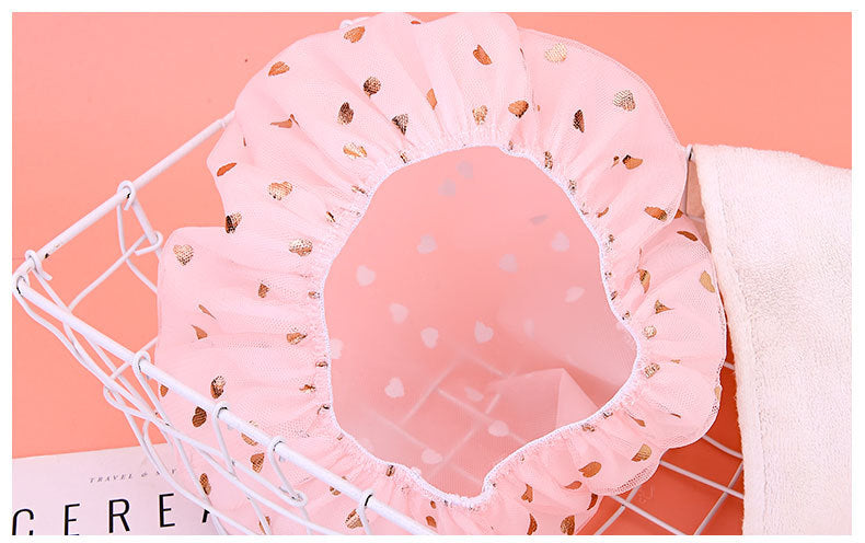 Metallic Heart Shower Cap