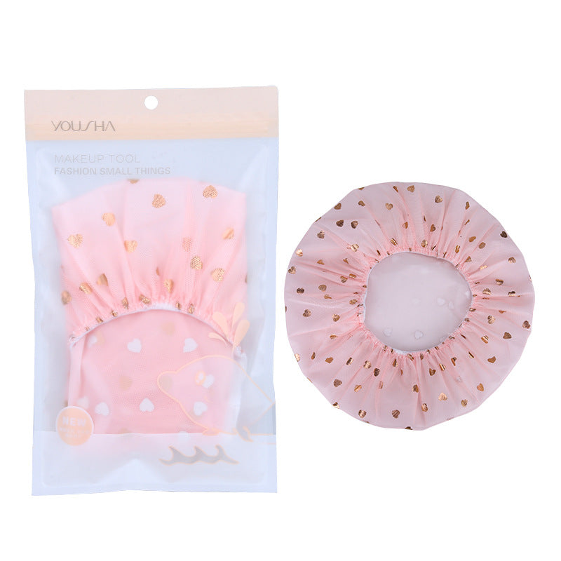 Metallic Heart Shower Cap