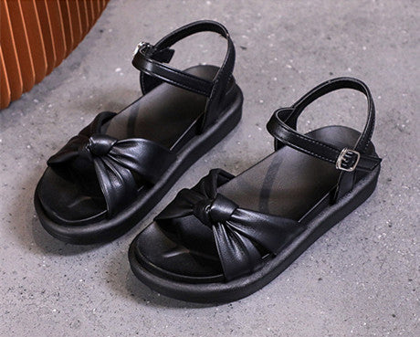 Leather Bow Straps Platform Sandals