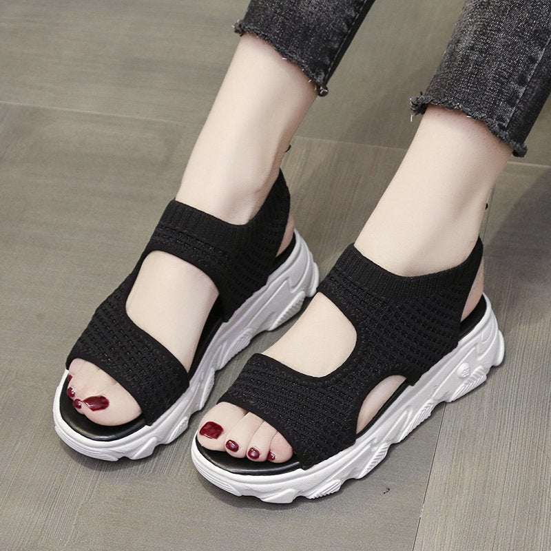 Knit Sports Platform Sandals