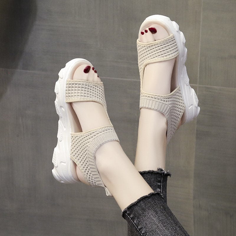 Knit Sports Platform Sandals