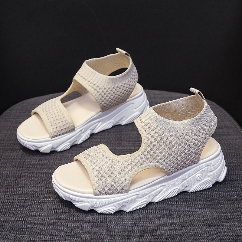 Knit Sports Platform Sandals