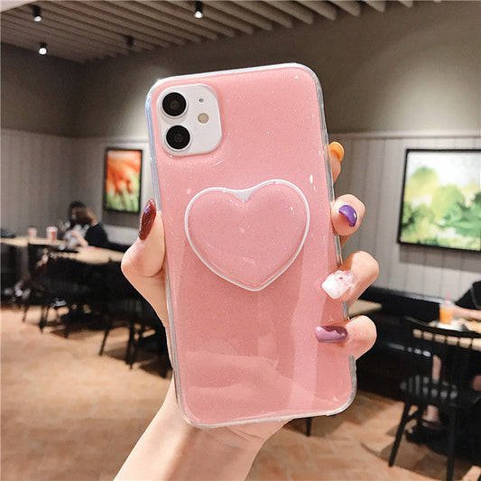 Glittery Phone Case with Heart Pop Socket