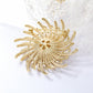 Beaming Sun Gold Brooch with Crystals & Pearls