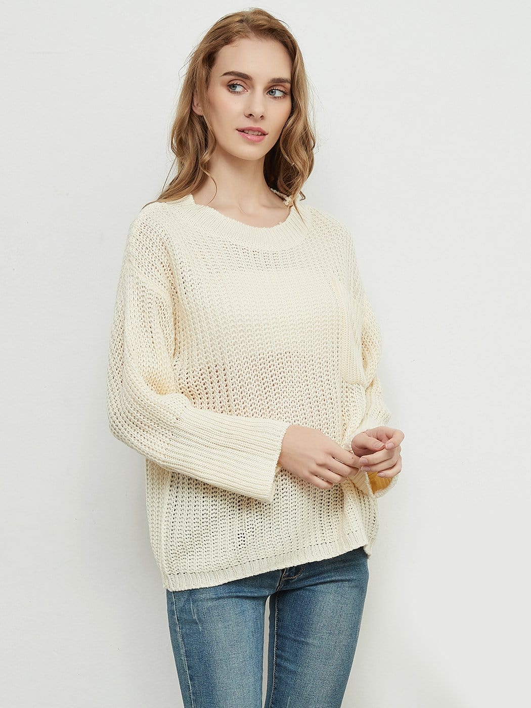 Knitted Turtleneck Sweater With Batwing Sleeves