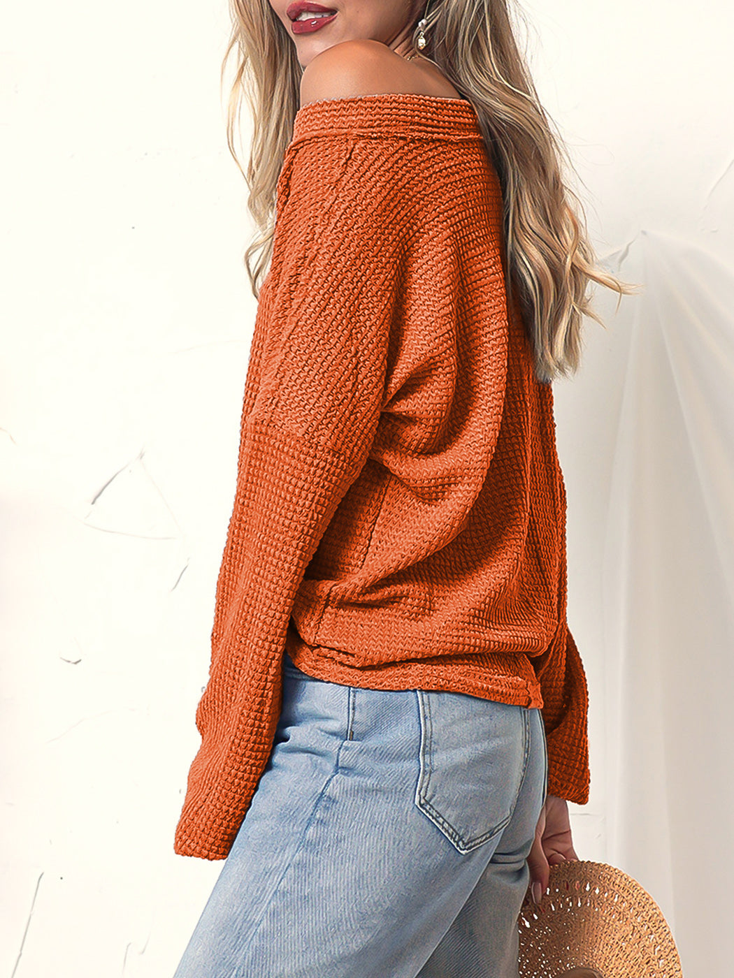 V Neck Bishop Sleeve Sweater