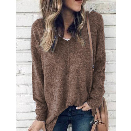 V-Neck Light Fleece Pullover Top