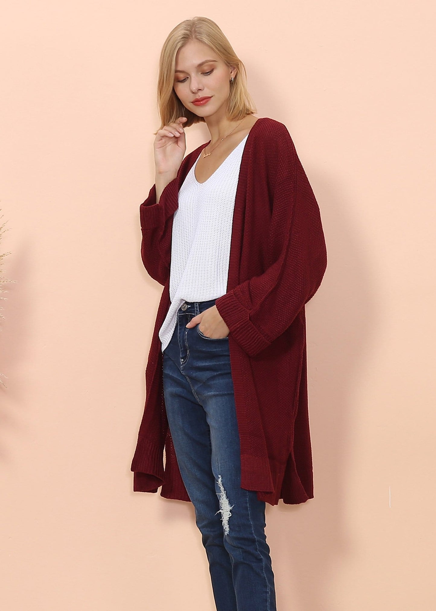 Open Front Chunky Knit Cardigan