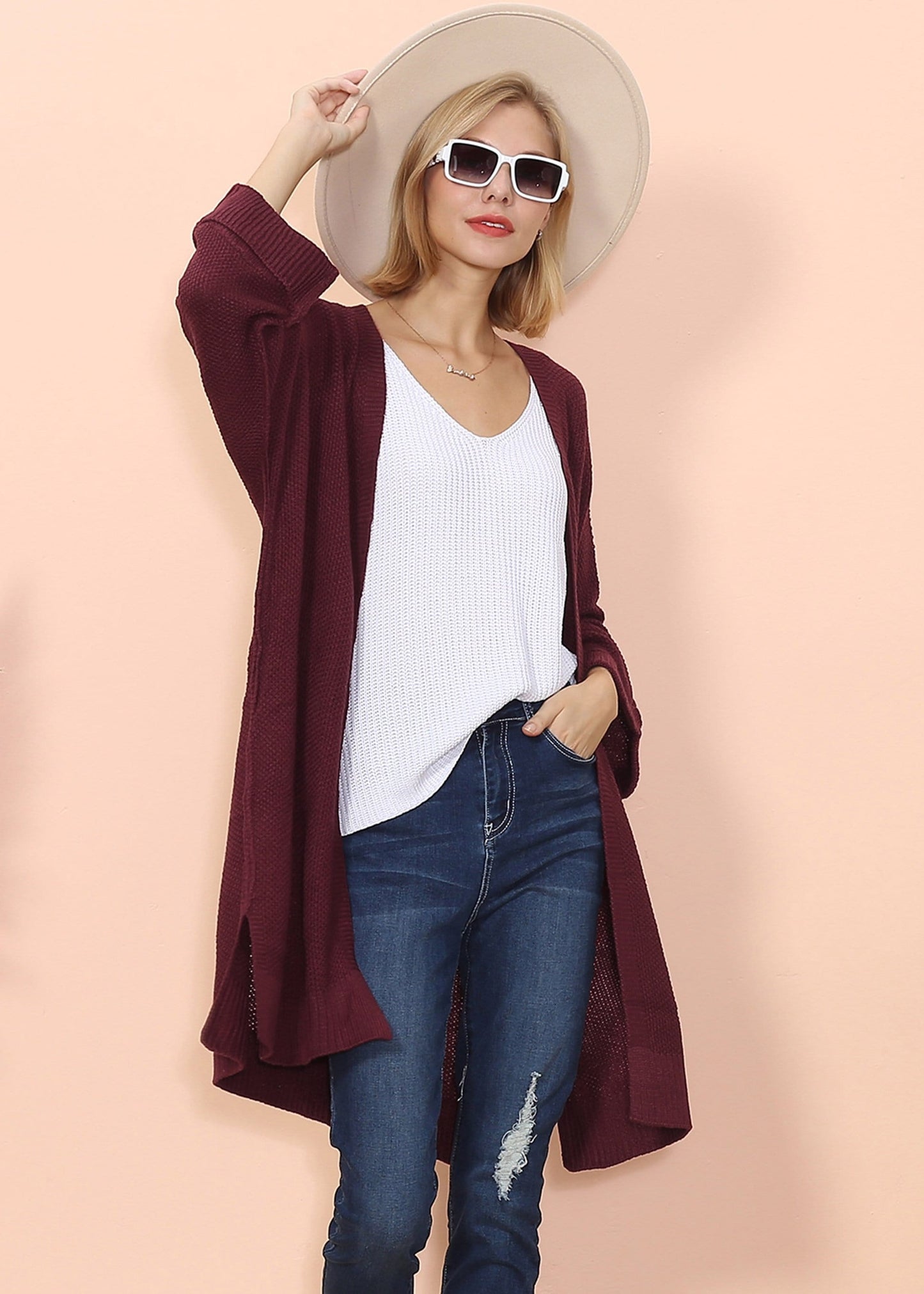 Open Front Chunky Knit Cardigan