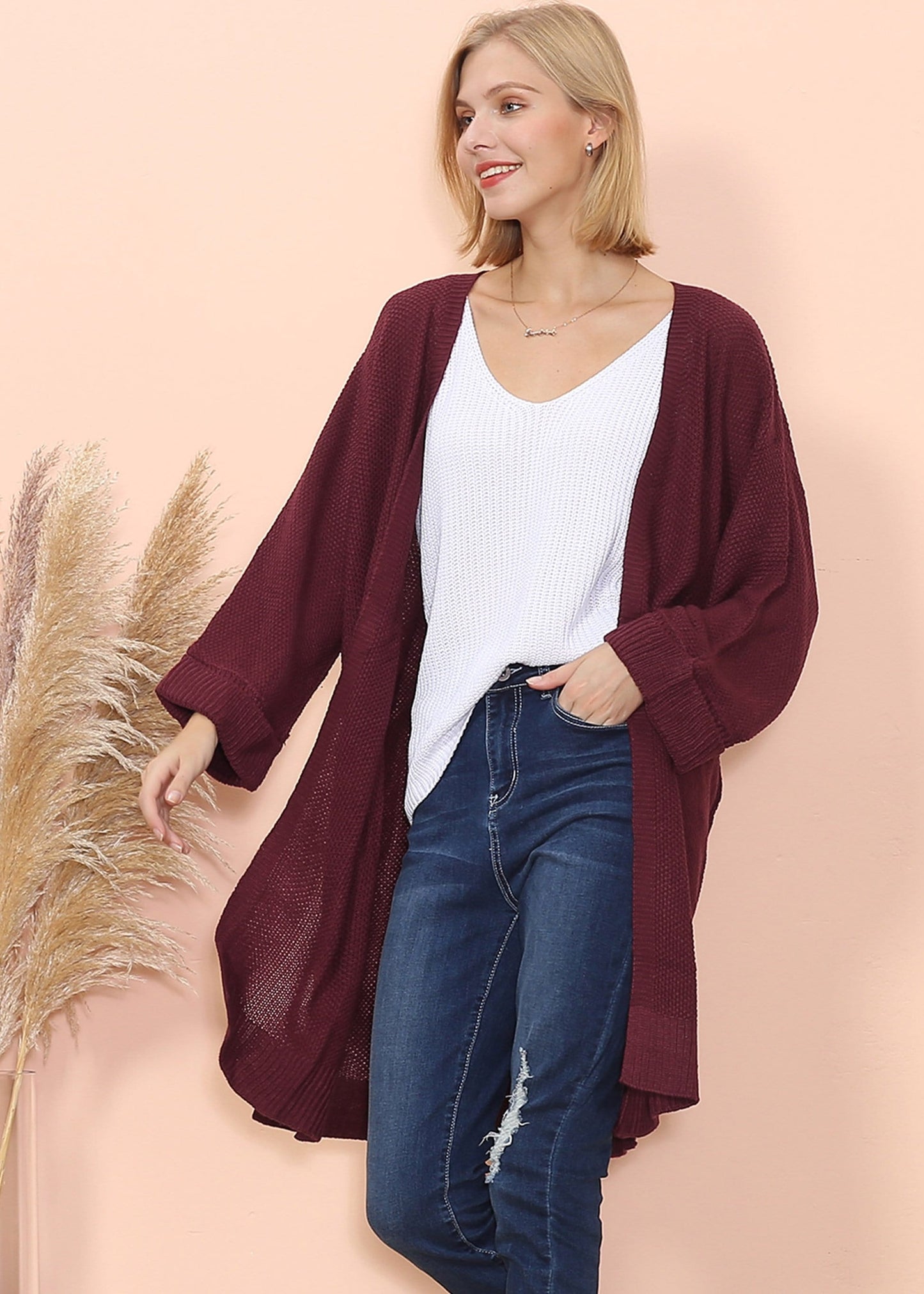 Open Front Chunky Knit Cardigan