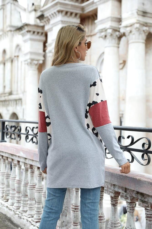 Leopard Color Contrast Pullover Tunic