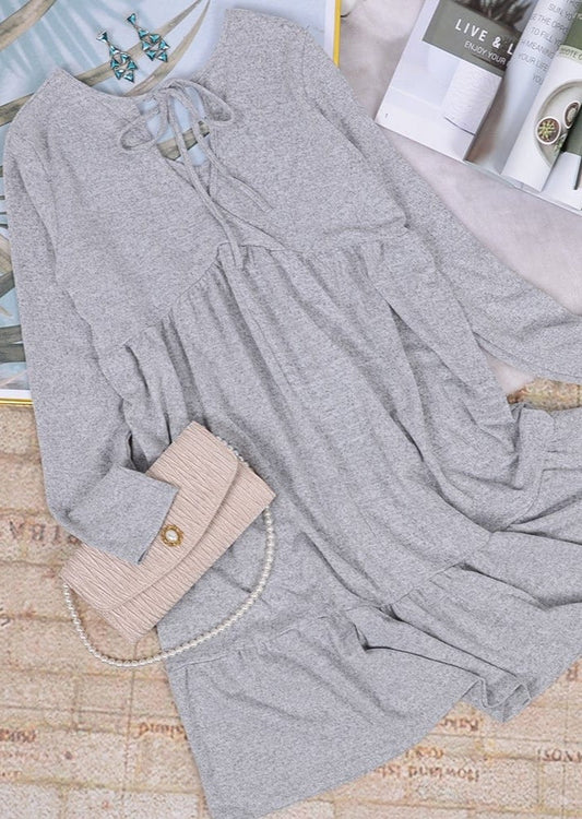 Tie Neck Long Sleeve Dress