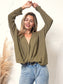 Wrap Front Waffle Knit Sweater