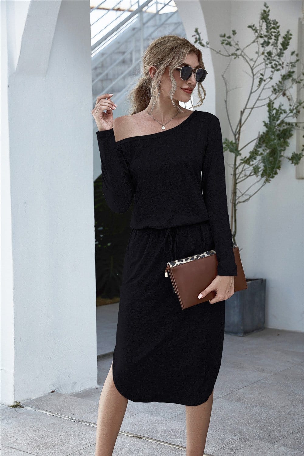 Off Shoulder Scoop Dress