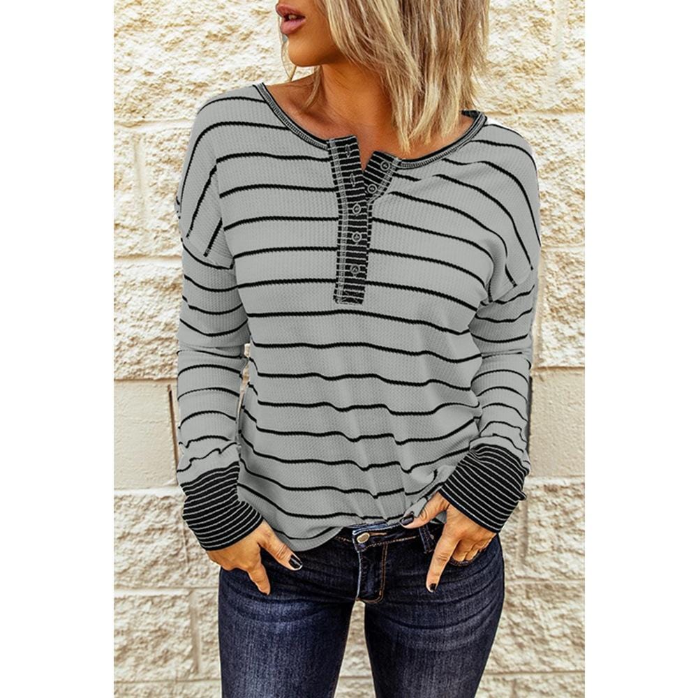 Stripped Spring Henley Top