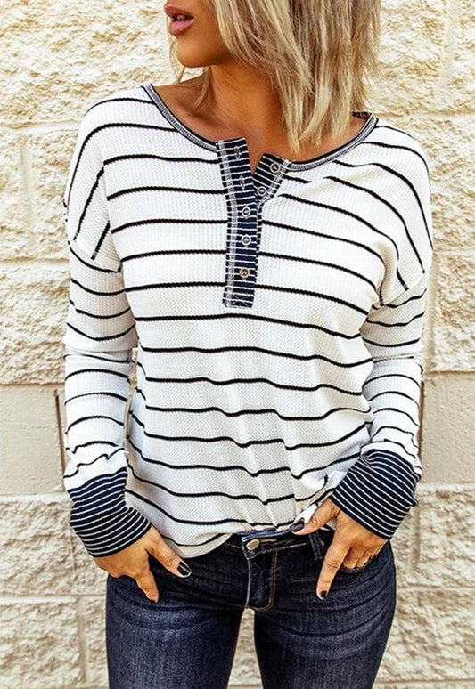 Stripped Spring Henley Top
