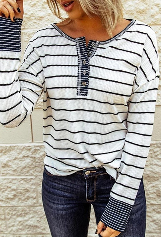 Stripped Spring Henley Top