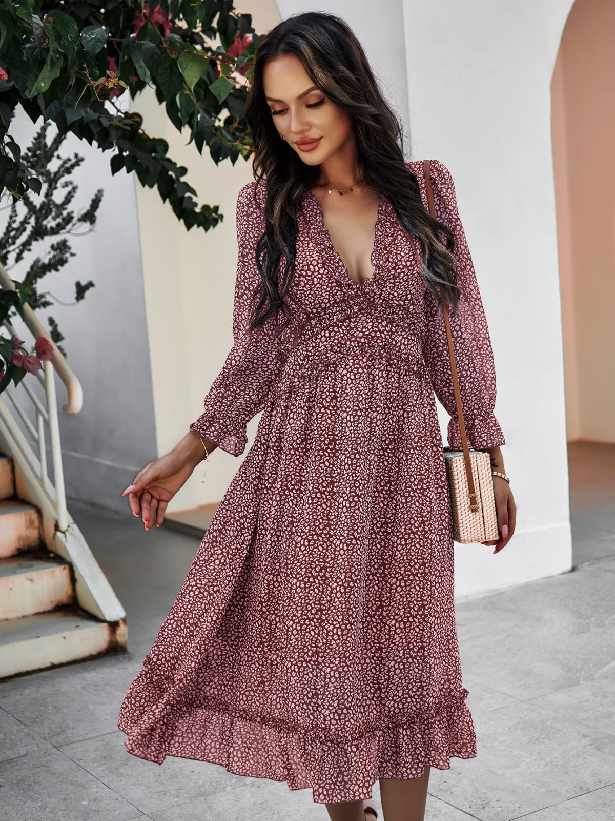 Ruffle Dot Print Dress